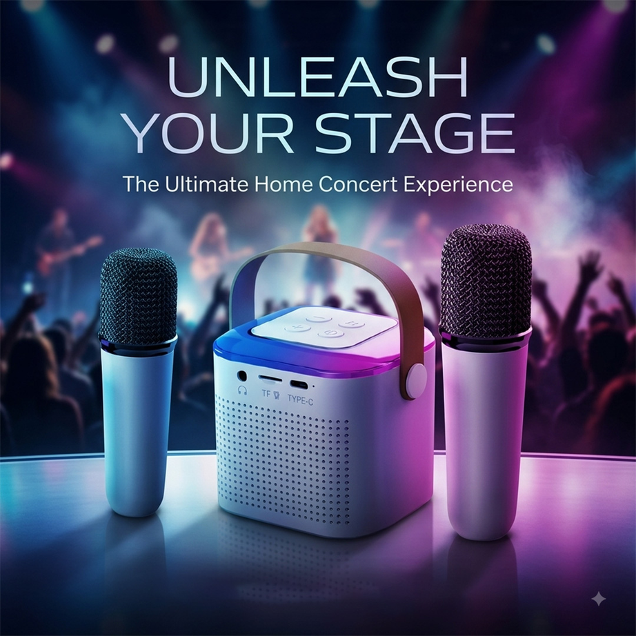 Wireless mini vocal karaoke bluetooth speaker with wireless microphone