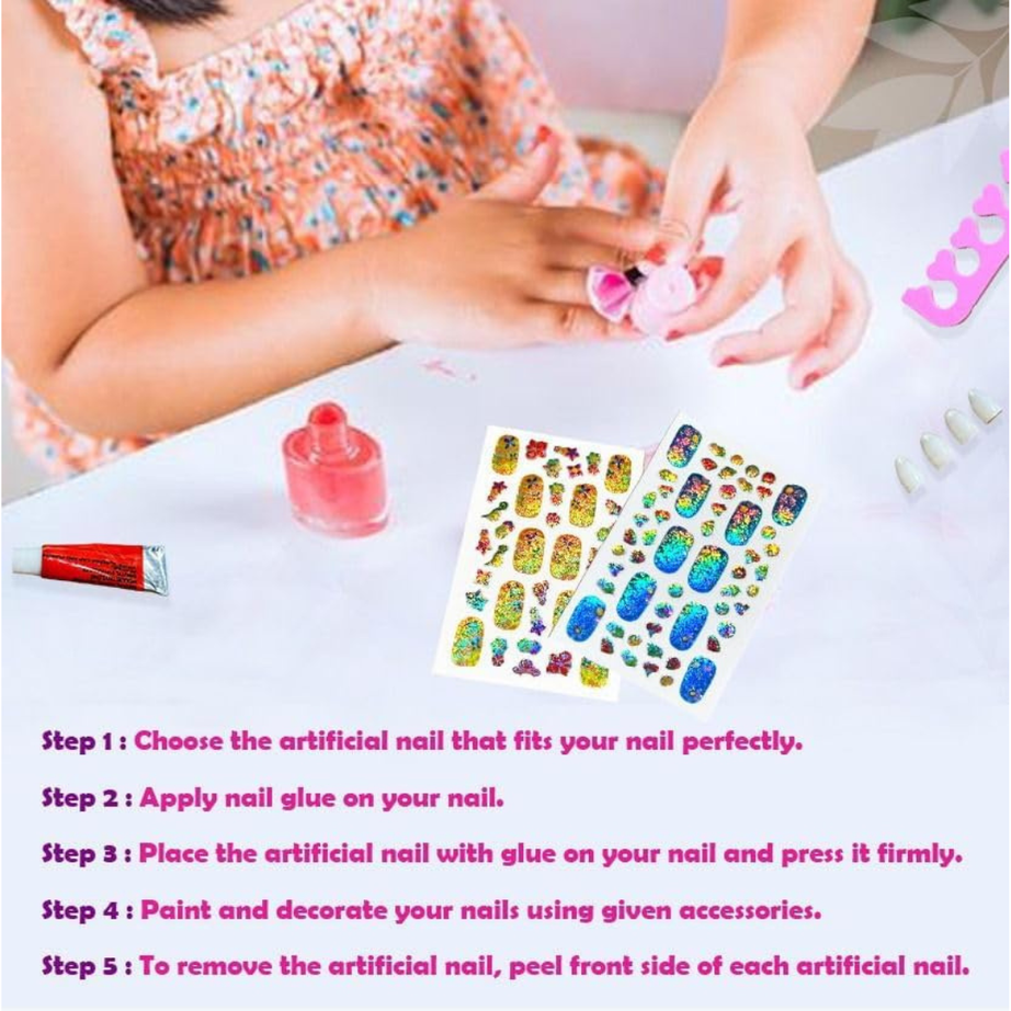Kid friendly DIY artificial nail kit designed to encourage creativity 