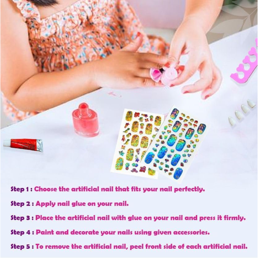 Kid friendly DIY artificial nail kit designed to encourage creativity 