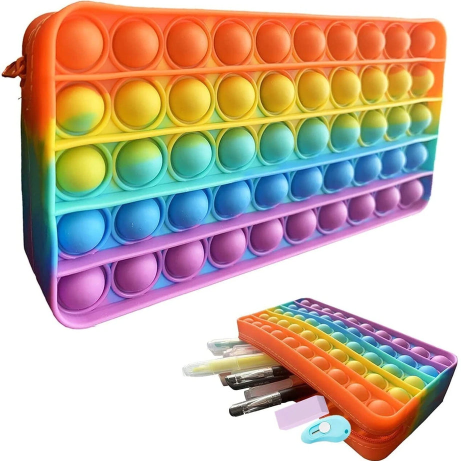 ✏️🌈 Pop It Pencil Case – Fun Stress-Relief Silicone Pencil Pouch for Kids