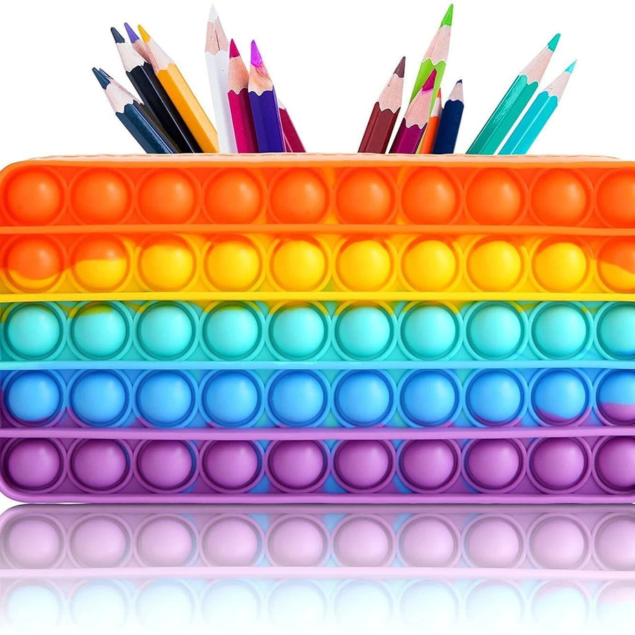 ✏️🌈 Pop It Pencil Case – Fun Stress-Relief Silicone Pencil Pouch for Kids