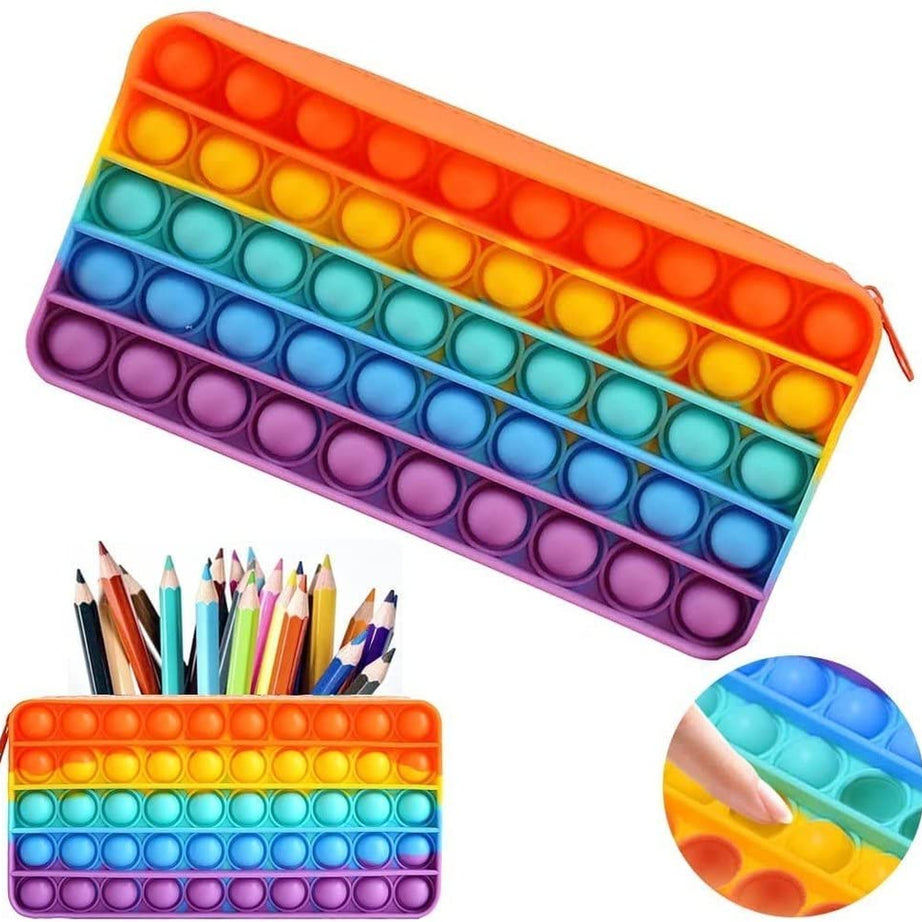 ✏️🌈 Pop It Pencil Case – Fun Stress-Relief Silicone Pencil Pouch for Kids