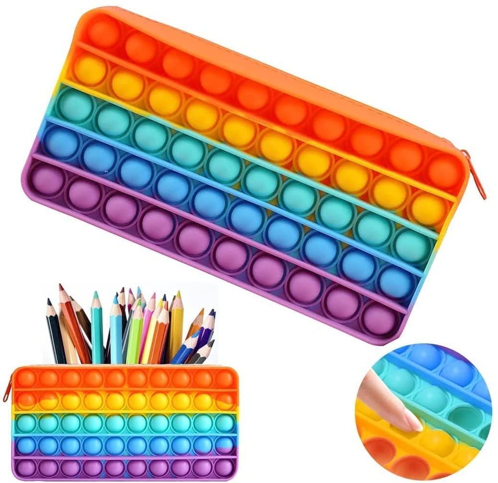 ✏️🌈 Pop It Pencil Case – Fun Stress-Relief Silicone Pencil Pouch for Kids