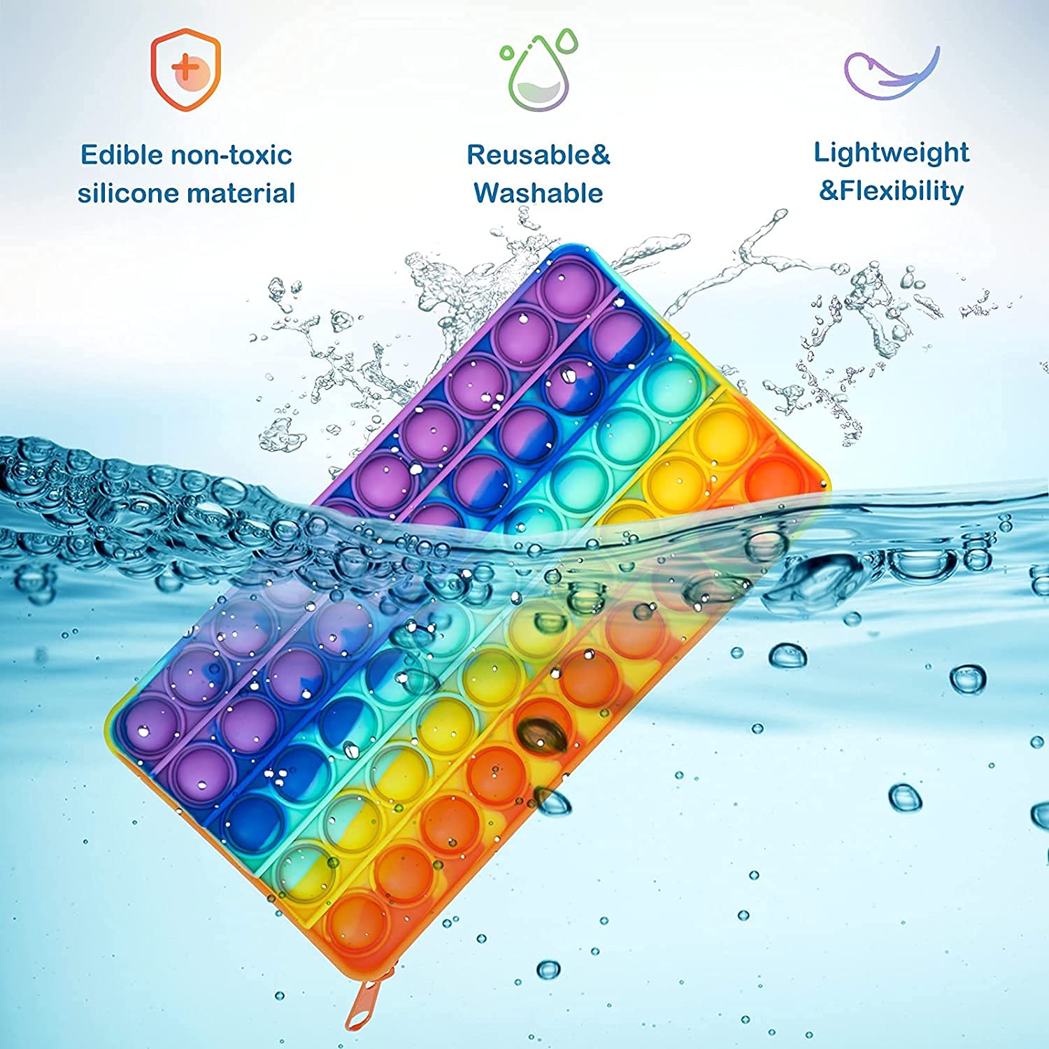 ✏️🌈 Pop It Pencil Case – Fun Stress-Relief Silicone Pencil Pouch for Kids