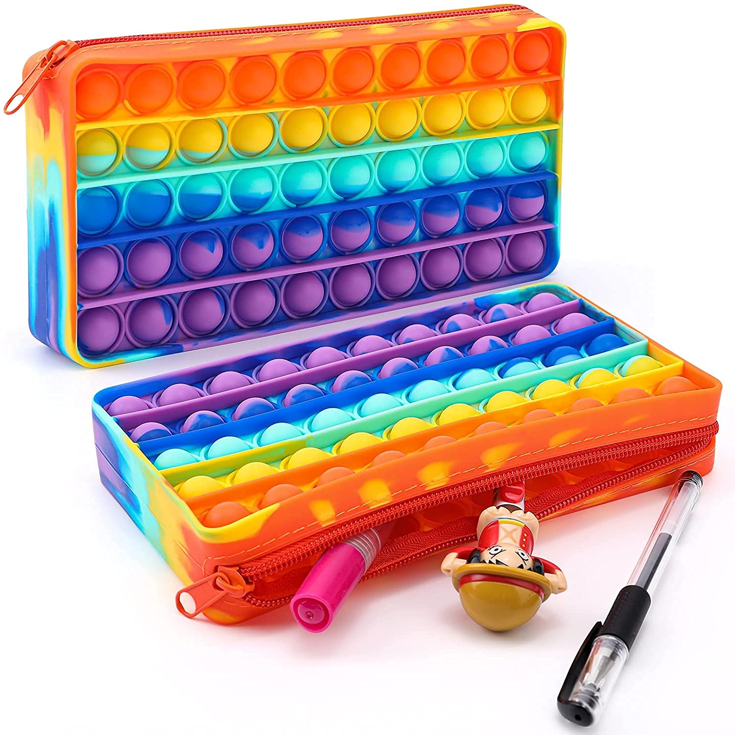 ✏️🌈 Pop It Pencil Case – Fun Stress-Relief Silicone Pencil Pouch for Kids