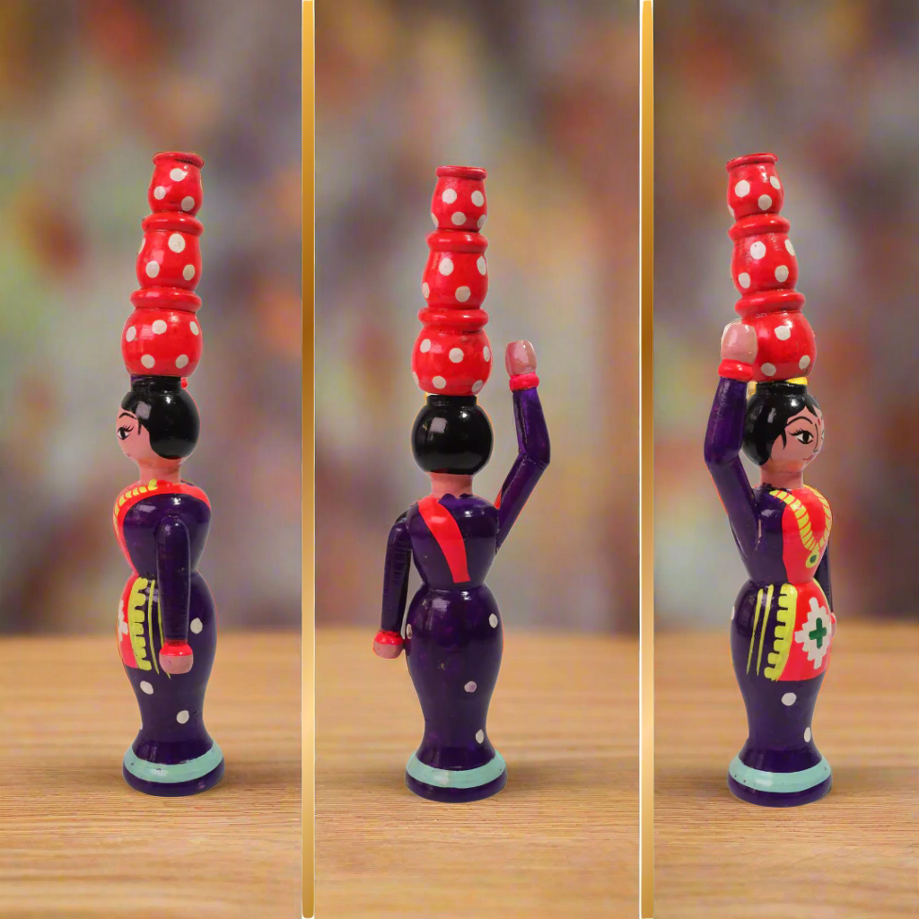 Kidsbestie-Pot Carrying Lady Wooden Toy for Kids-1 Piece