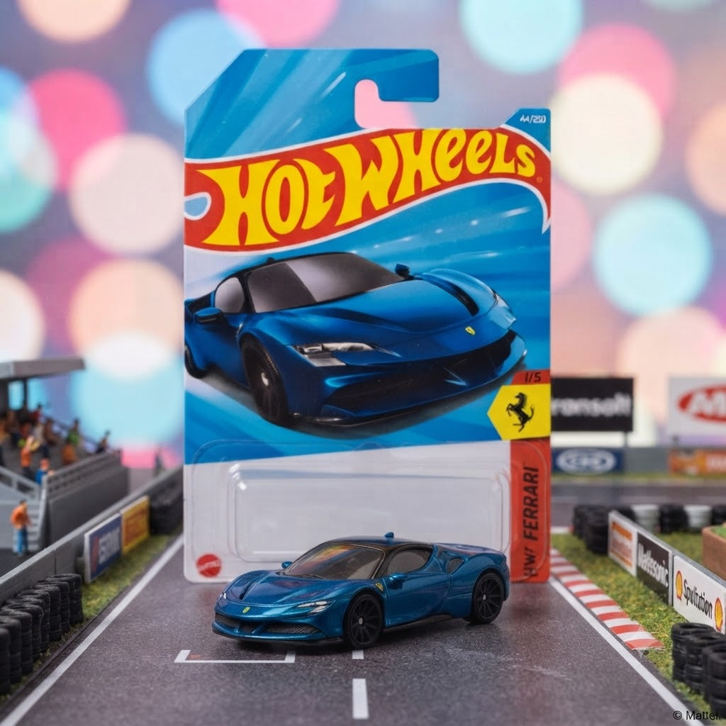 1+1 Hot Wheels ComboBlue Speed Collection: Ferrari SF90 Stradale & Haulerback Duo