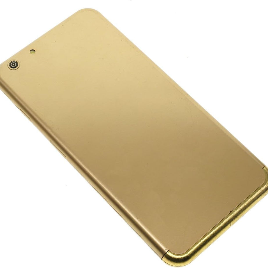 Matte gold back panel of a smart phone