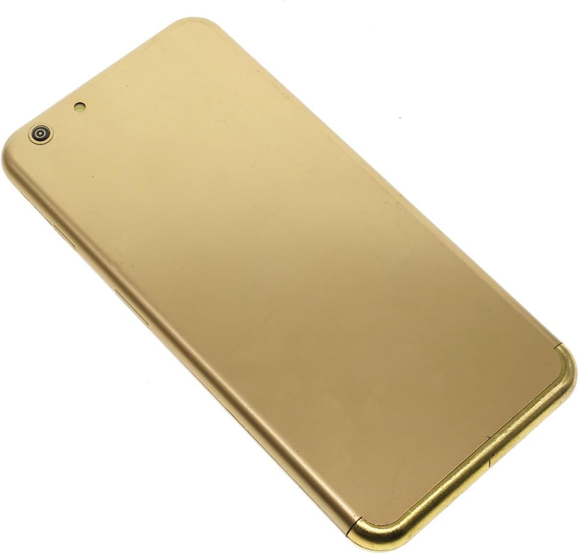 Matte gold back panel of a smart phone
