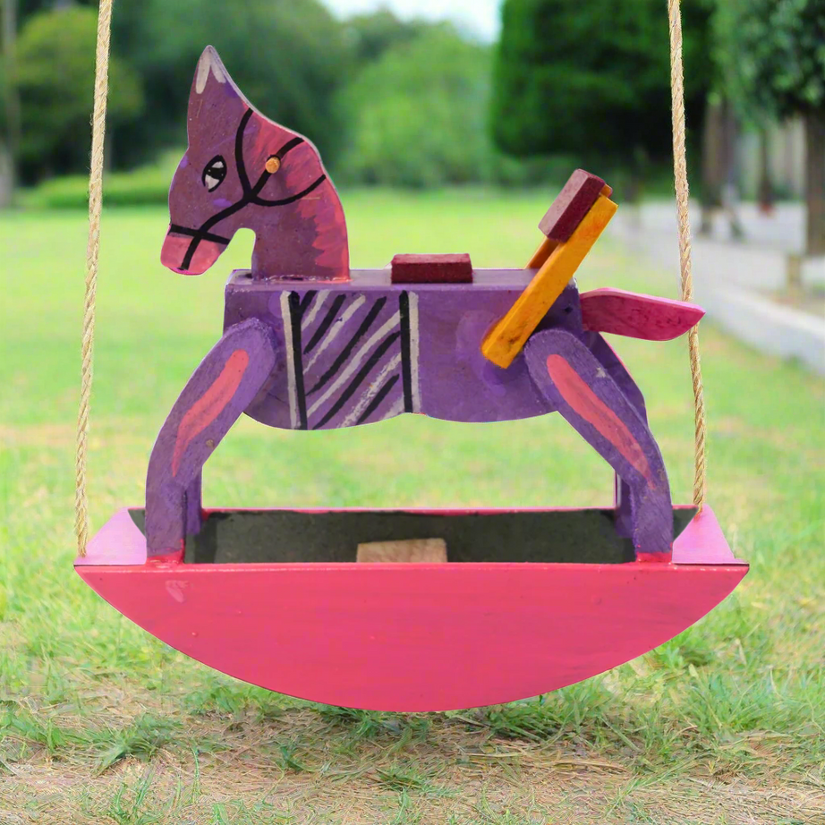 Kidsbestie-Wooden Standing Swing Horse for Home Decor