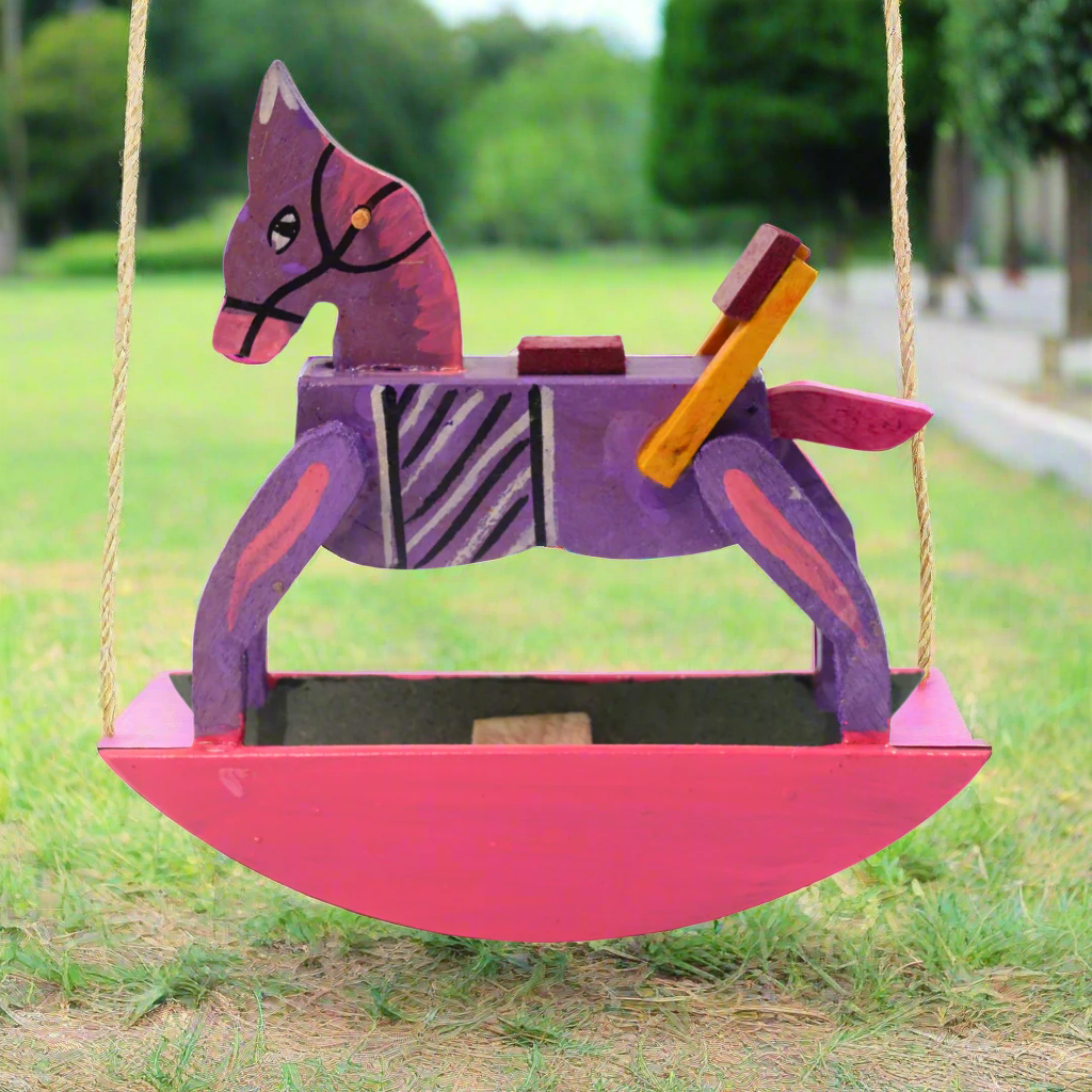 Kidsbestie-Wooden Standing Swing Horse for Home Decor
