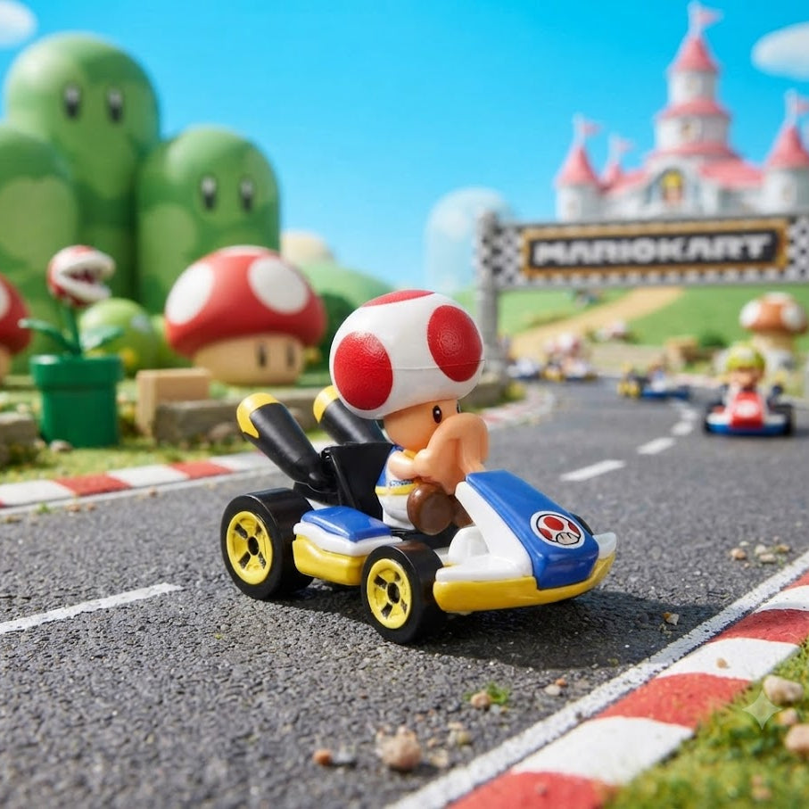 Hot Wheels Mario Kart Standard Kart - Toad Die-Cast Miniature Replica
