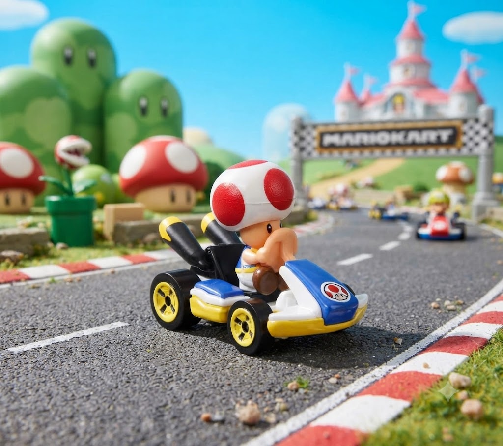 Hot Wheels Mario Kart Standard Kart - Toad Die-Cast Miniature Replica