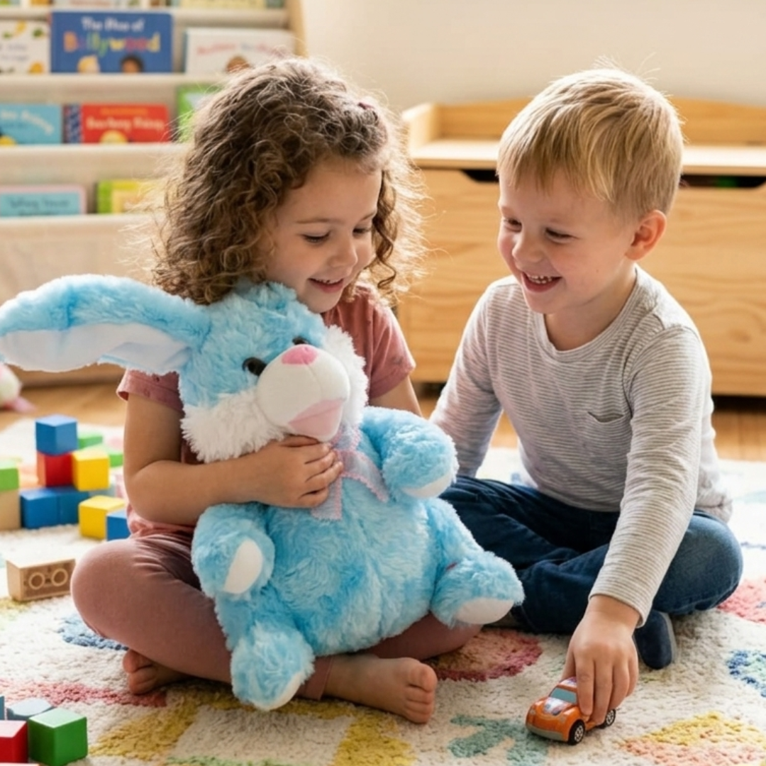 Interactive dancing and musical bunny plush toy