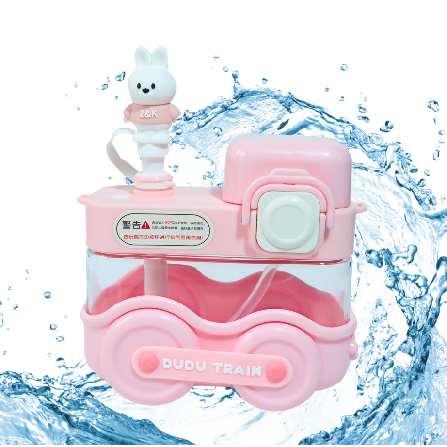Kidsbestie-Train Sipper Water Bottle with Strap 