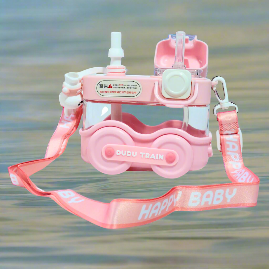 Kidsbestie-Train Sipper Water Bottle with Strap for Children