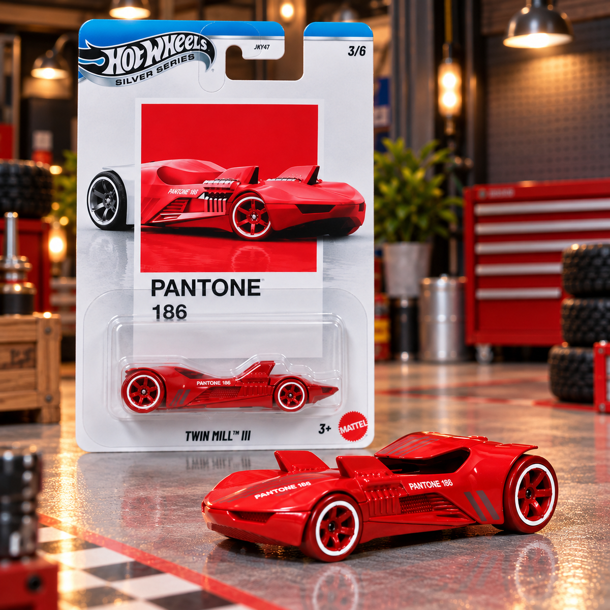 Hot Wheels Silver Series Twin Mill III – Pantone 186 Red | 3/6 Collectible Die-Cast Car
