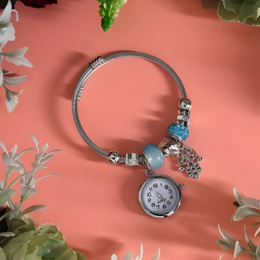 Charm Bracelet Watch for Women | Beaded Bangle Watch with Floral Charms  - 1 unit (Random Design)