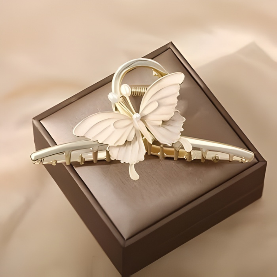 Elegant Pearl Butterfly Gold Hair Claw Clip | Premium Bridal & Party Hair Accessory