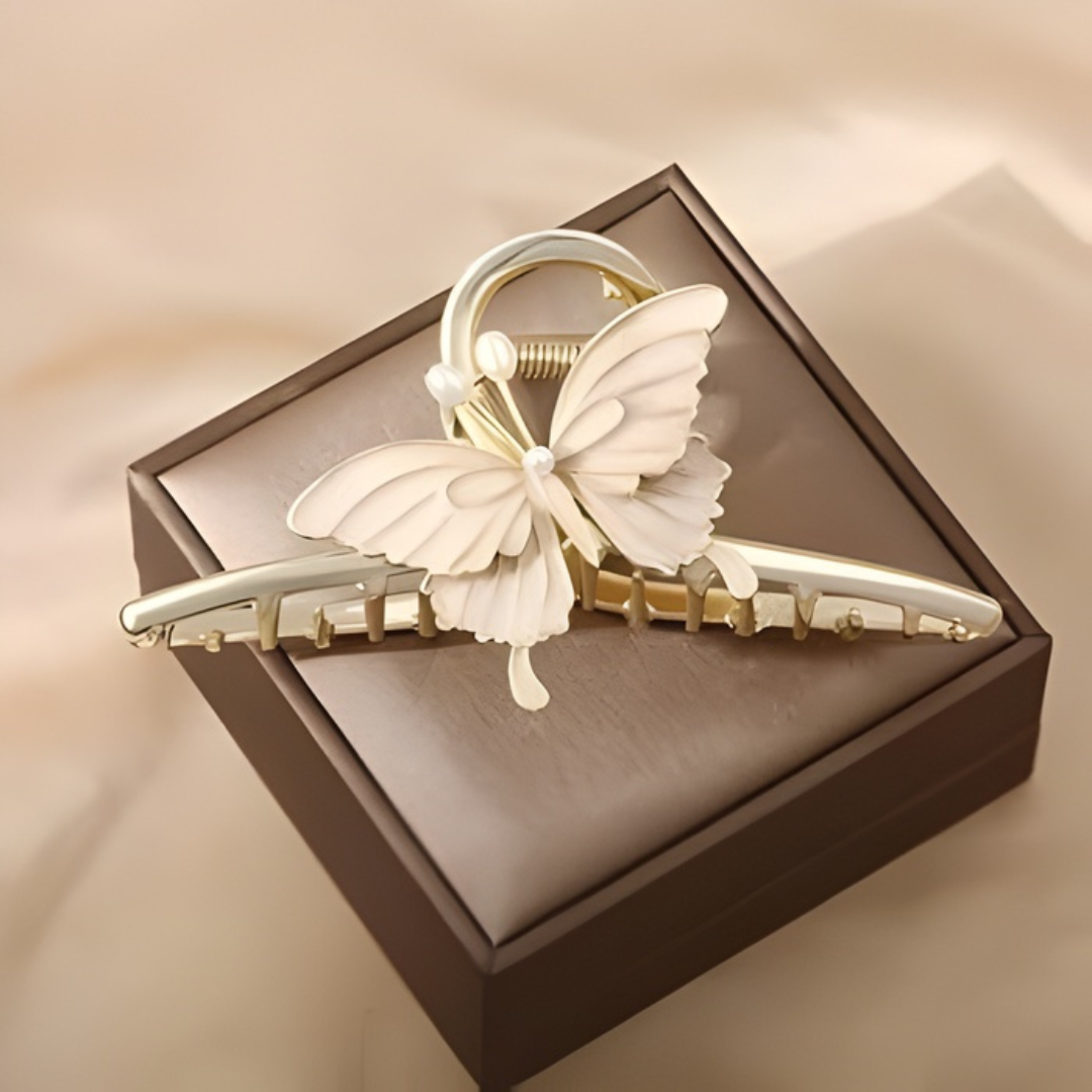 Elegant Pearl Butterfly Gold Hair Claw Clip | Premium Bridal & Party Hair Accessory