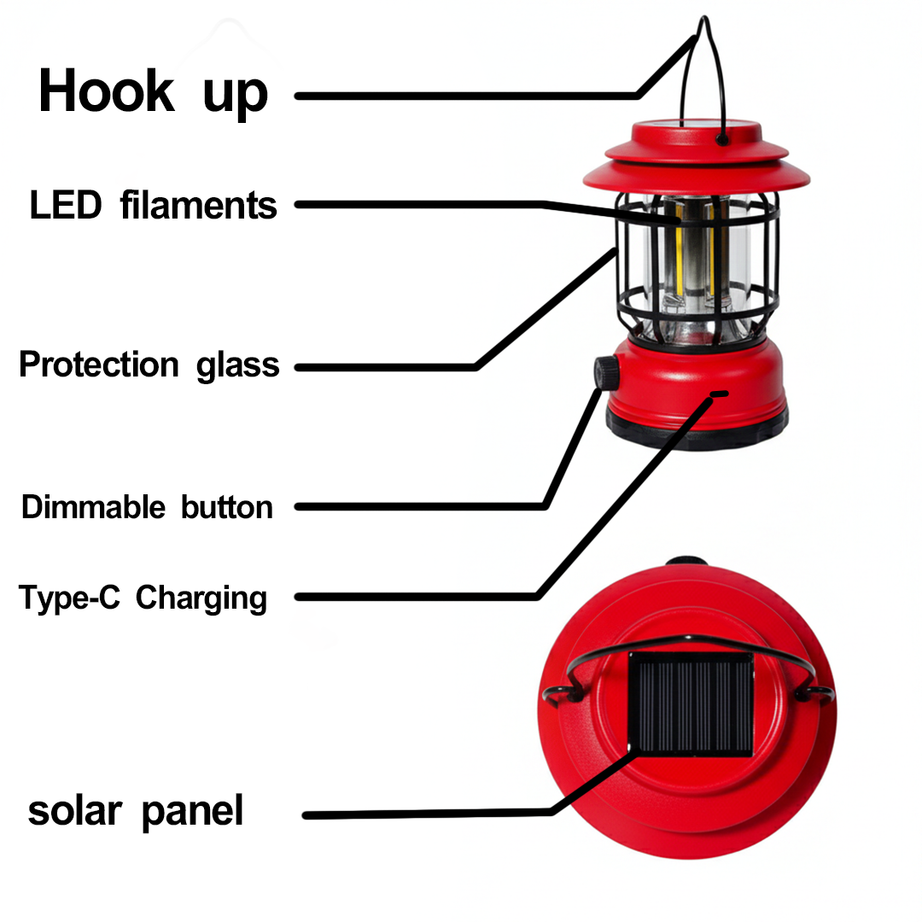Reliable Solar Camping Lantern | Solar Powered Emergency Lamb | Type C Charging Port | Valentines Day Gift