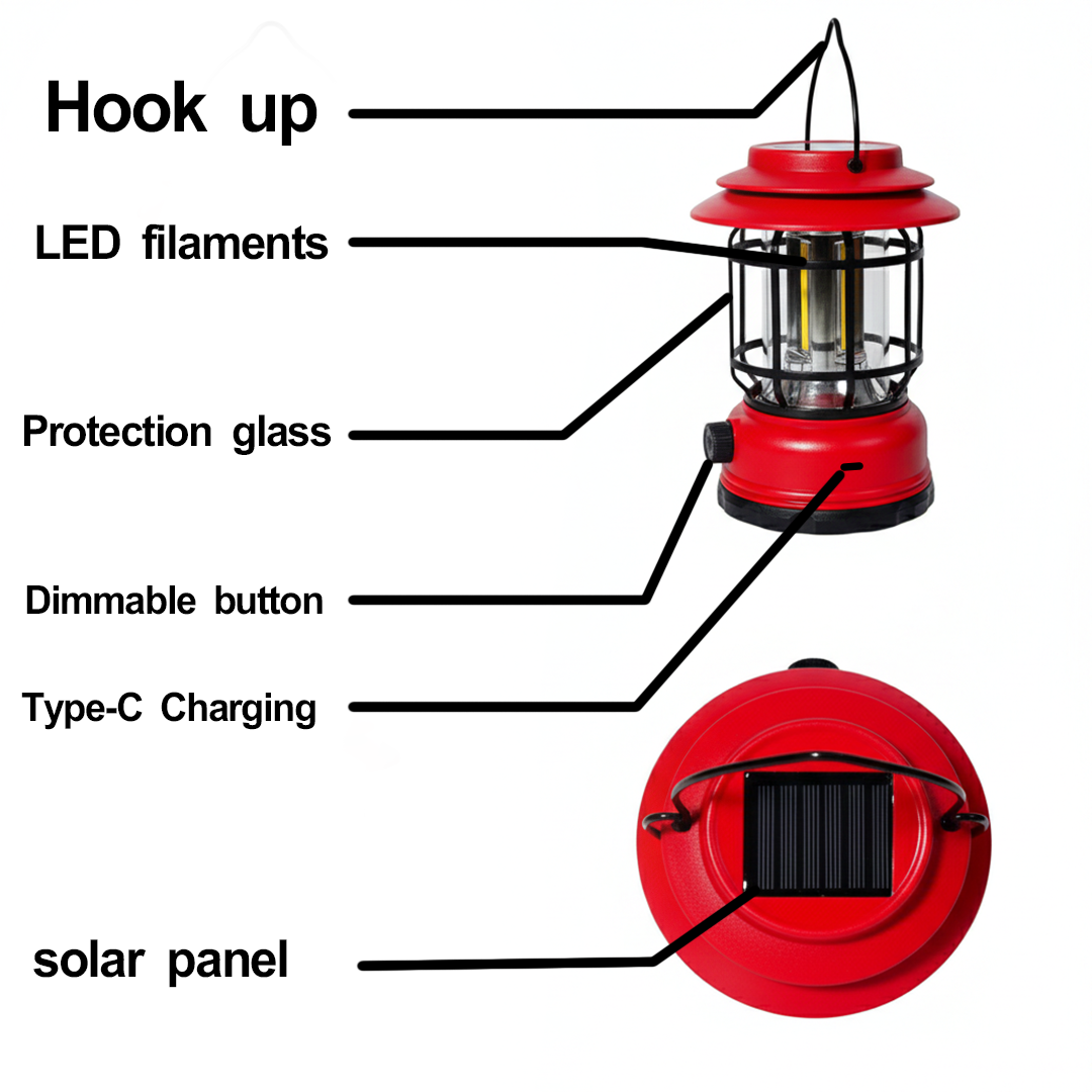 Reliable Solar Camping Lantern | Solar Powered Emergency Lamb | Type C Charging Port | Valentines Day Gift