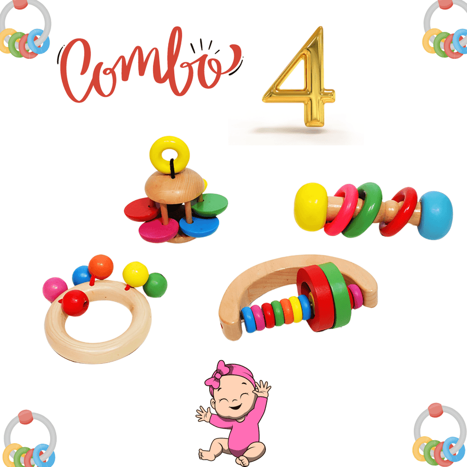 Combo of 4 Rattles for Babies, (Random colour, design will be send) - Kids Bestie