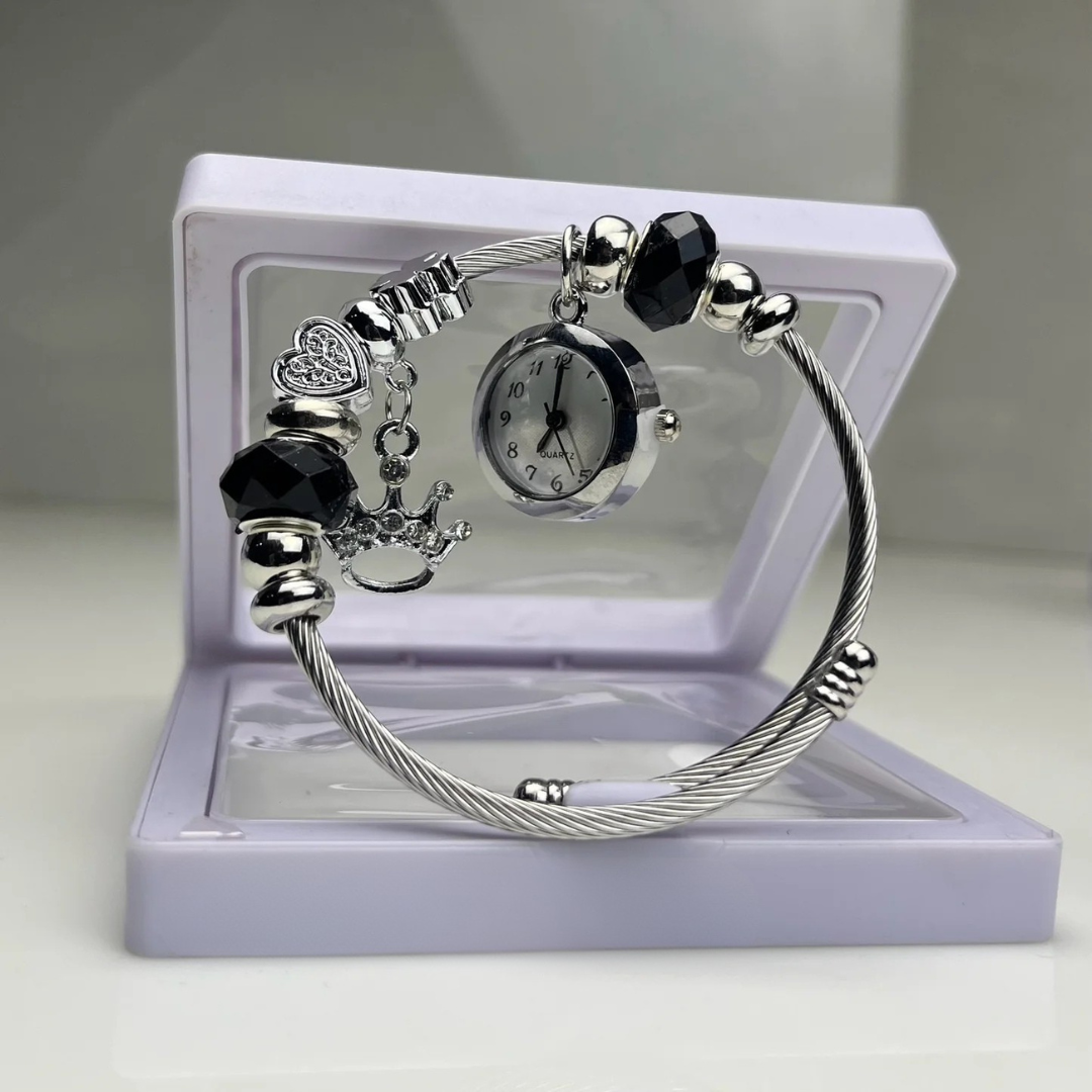 Charm Bracelet Watch for Women | Beaded Bangle Watch with Floral Charms  - 1 unit (Random Design)