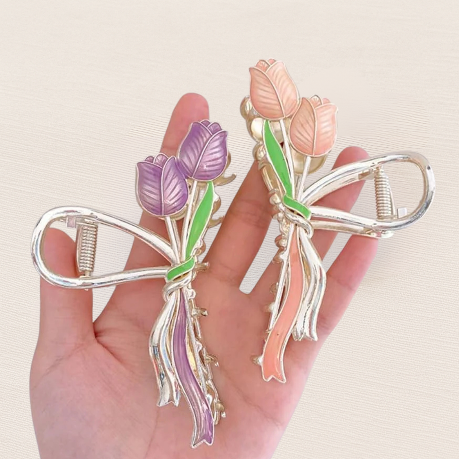 Elegant Purple Tulip Metal Hair Clip 🌷 (purple) | High-Quality Floral Accessory | KidsBestie
