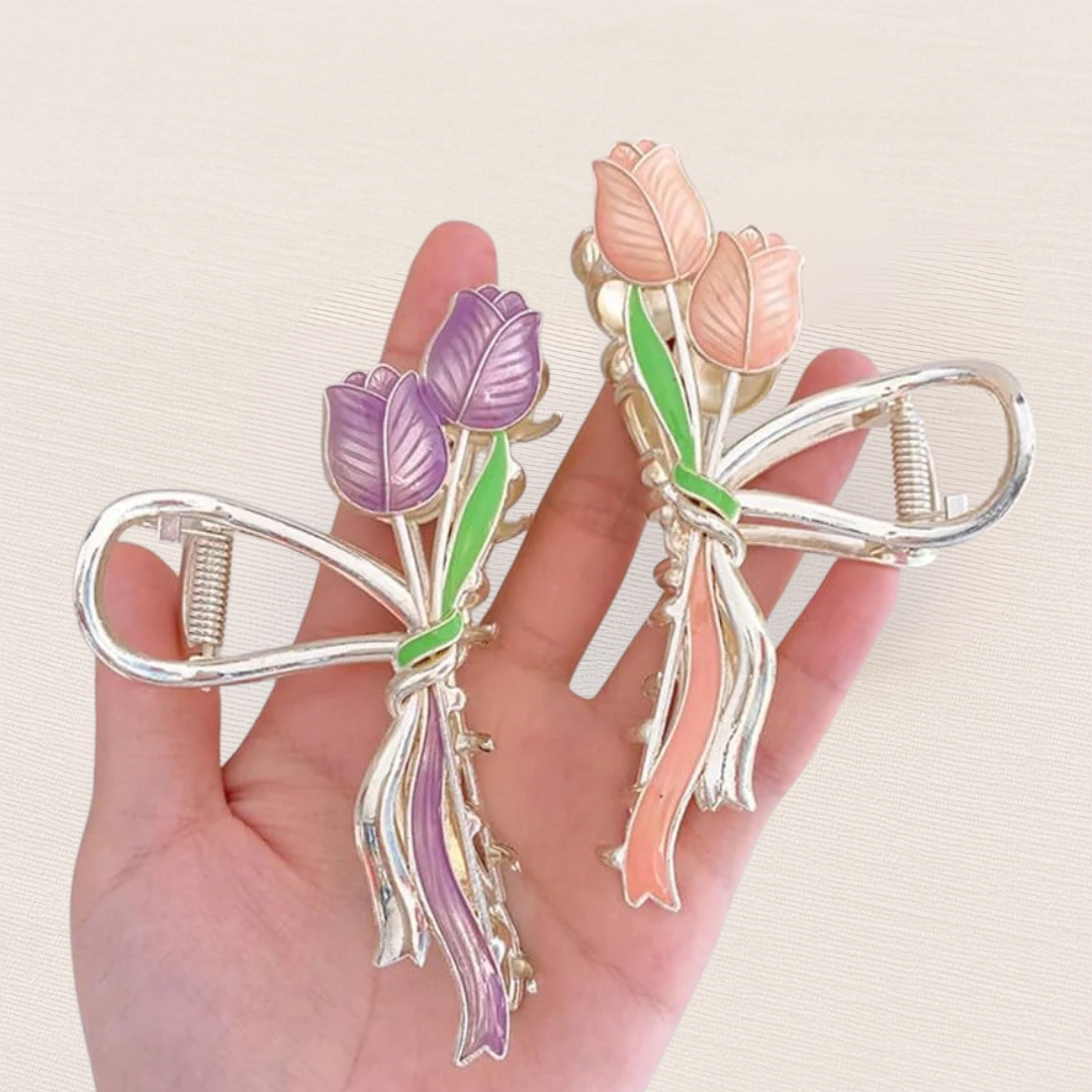 Elegant Purple Tulip Metal Hair Clip 🌷 (purple) | High-Quality Floral Accessory | KidsBestie