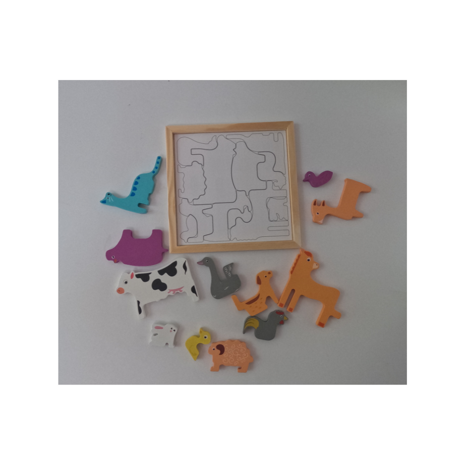 Wooden Stacking Sorting Jigsaw Puzzle Animal Puzzle(Square) for Kids Montessori Knowledgeable Toys for Boys and Girls