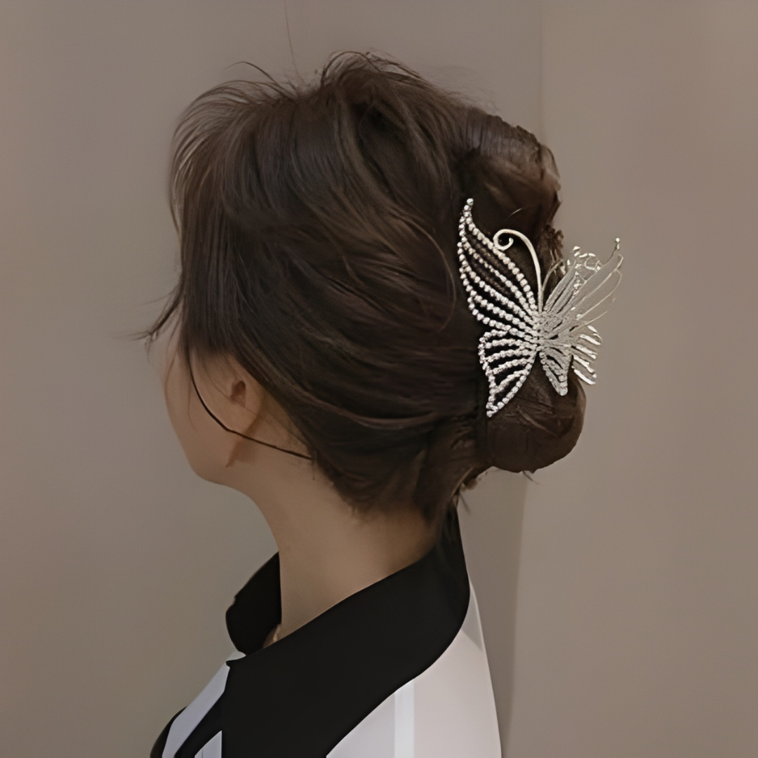 Elegant Pearl-Studded Butterfly Hair Claw Clip (Premium) | Kidsbestie