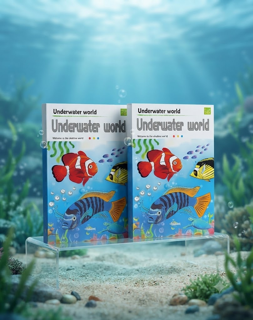 Underwater World Theme Kids Watercolor Coloring Book with Built-in Paint Palette