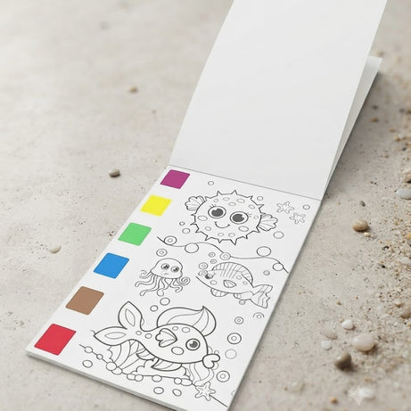 Underwater World Theme Kids Watercolor Coloring Book with Built-in Paint Palette