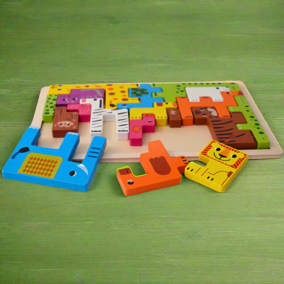 Kidsbestie-Wooden Animals Puzzle for Children