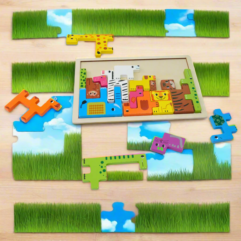 Kidsbestie-Wooden Animals Puzzle for Kids