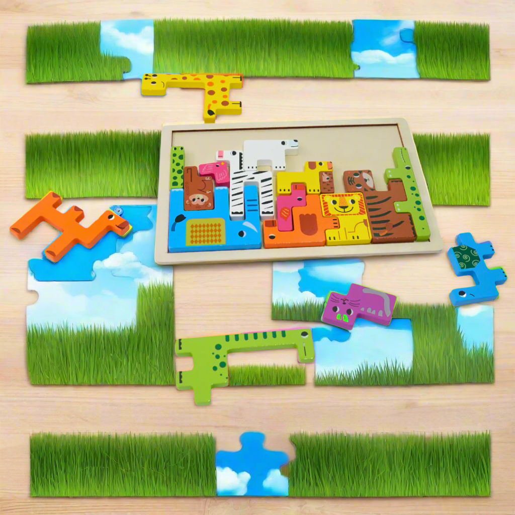 Kidsbestie-Wooden Animals Puzzle for Kids