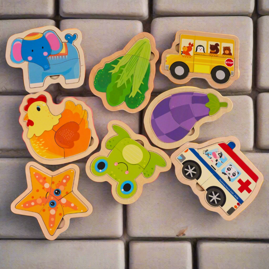 Kidsbestie-Wooden Animals/Vehicles/Vegetable Puzzle-1