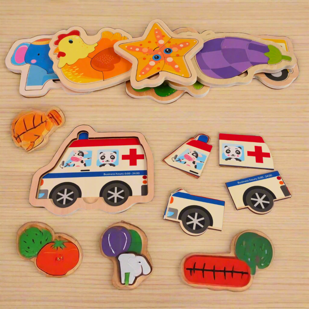 Kidsbestie-Wooden Animals/Vehicles/Vegetable Puzzle-1