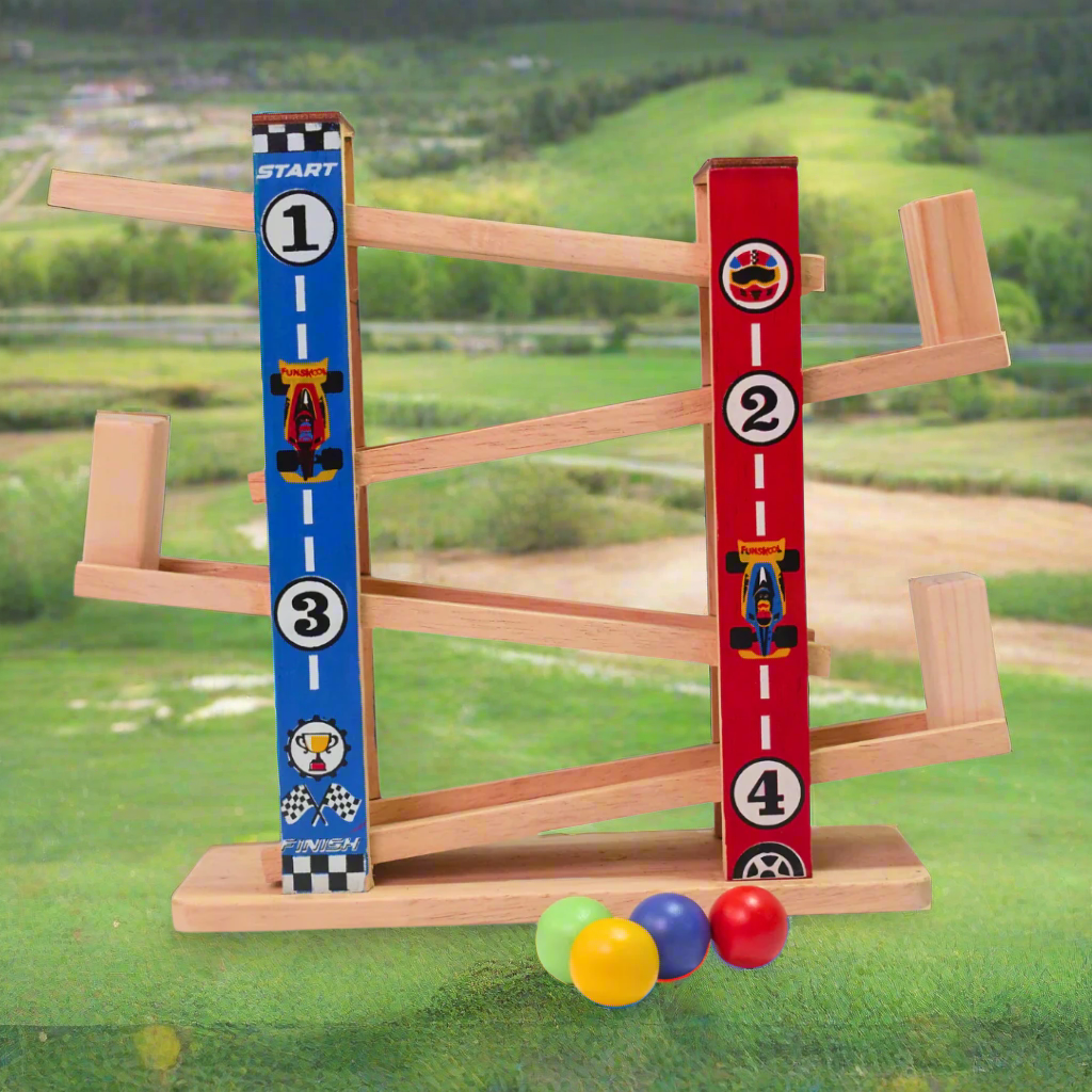 Kidsbestie-Wooden Ball Race Tracker for Kids