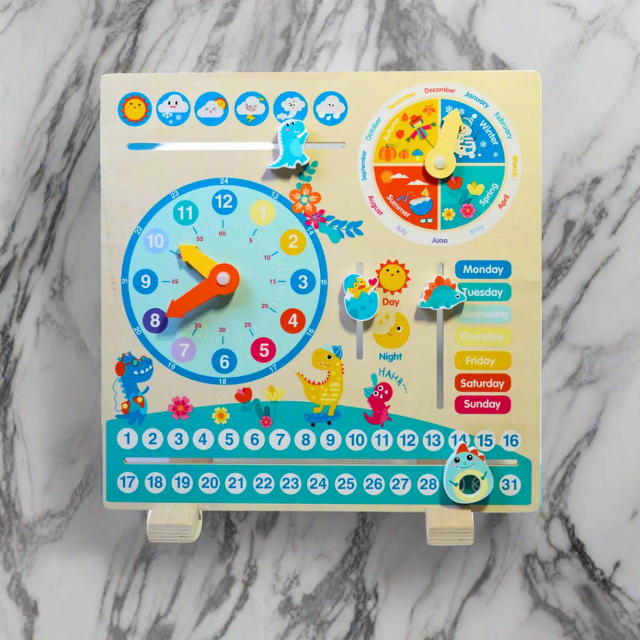 Kidsbestie- Wooden Dinosaur Calendar Board