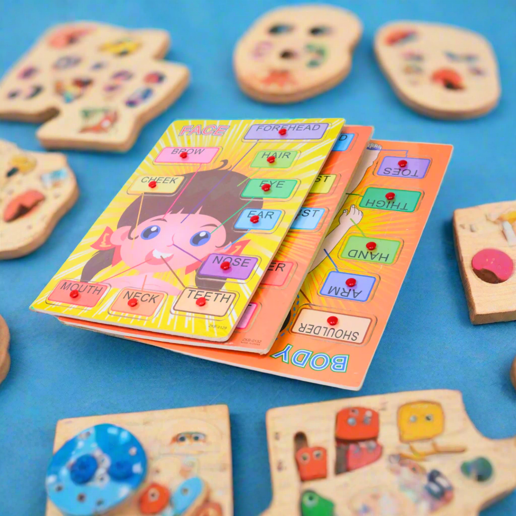Kidsbestie-Wooden Face Parts Puzzle with Knobs for Kids