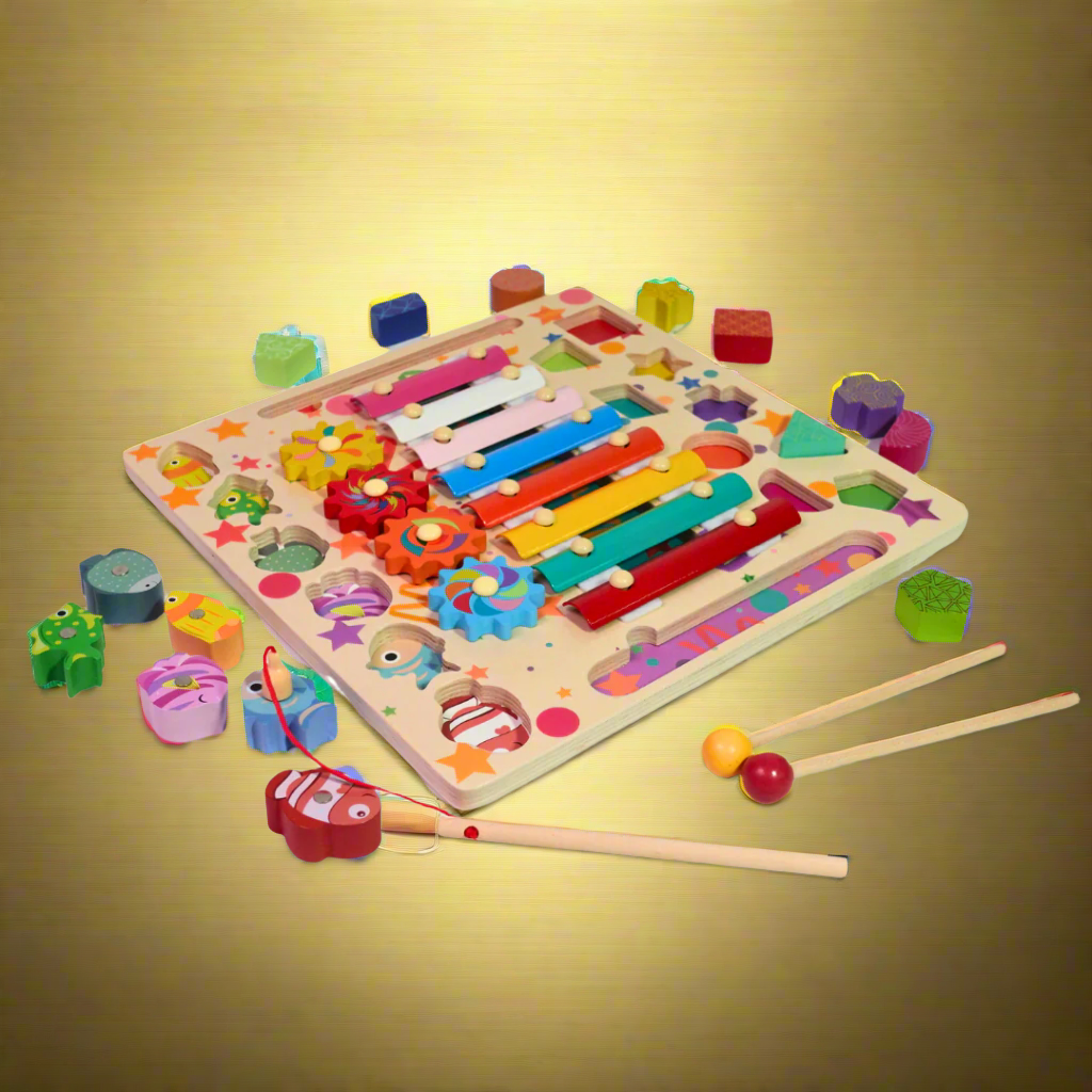 Kidsbestie-Wooden Montessori Learning Board, Funny Fishing Games for Children