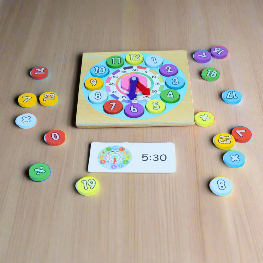 Kidsbestie-Wooden Two-in-One Digital Clock for Children