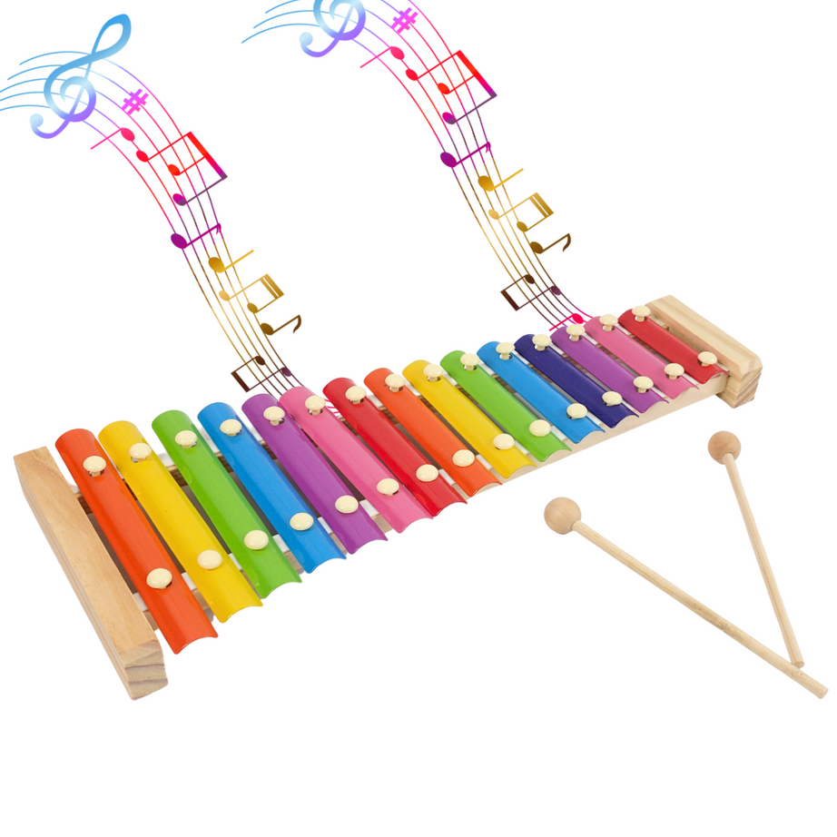 Kidsbestie-Wooden Xylophone with 15 Notes, 1 Xylophone, 2 Sticks