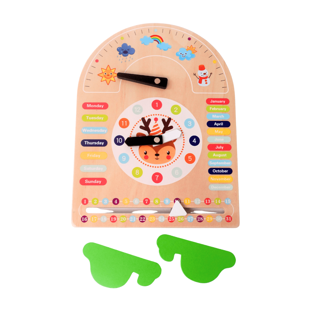 All-in-One Multifuntional Small Calendar- Learning Time, Season, Months, Week - Kids Bestie