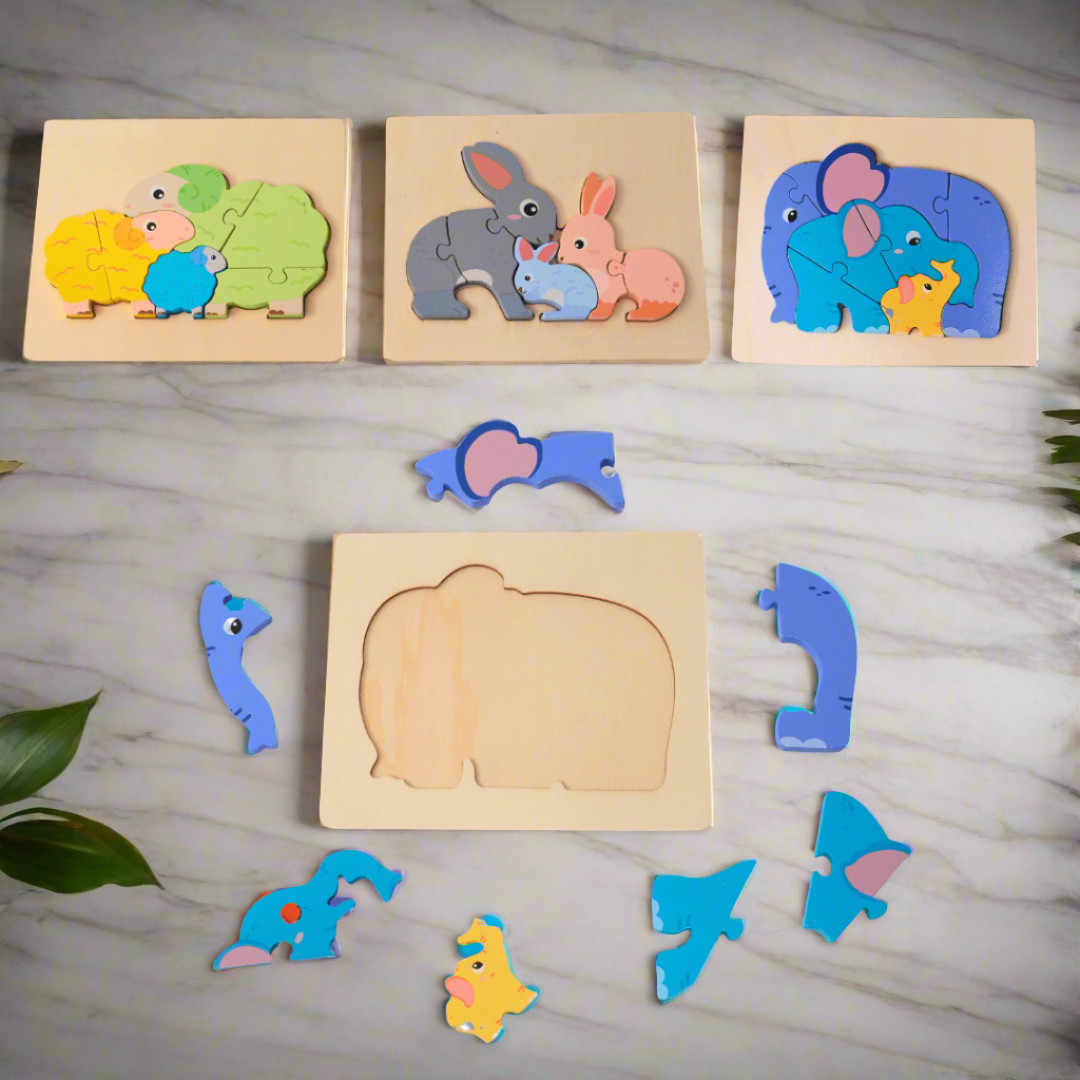 Animals, Family Puzzle in a square board -Random Design will be send - Kids Bestie