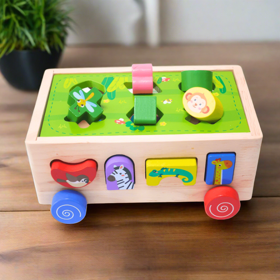 Animals Shape Matching Car Sorting Cube With 18 Shapes And Different Color - Kids Bestie