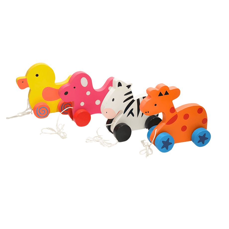 Animals Walk-A-Long Wooden Pull Along Toy for 12 Months -1 Piece (Random design will be send) - Kids Bestie