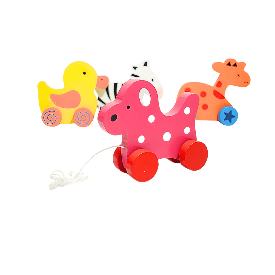 Animals Walk-A-Long Wooden Pull Along Toy for 12 Months -1 Piece (Random design will be send) - Kids Bestie